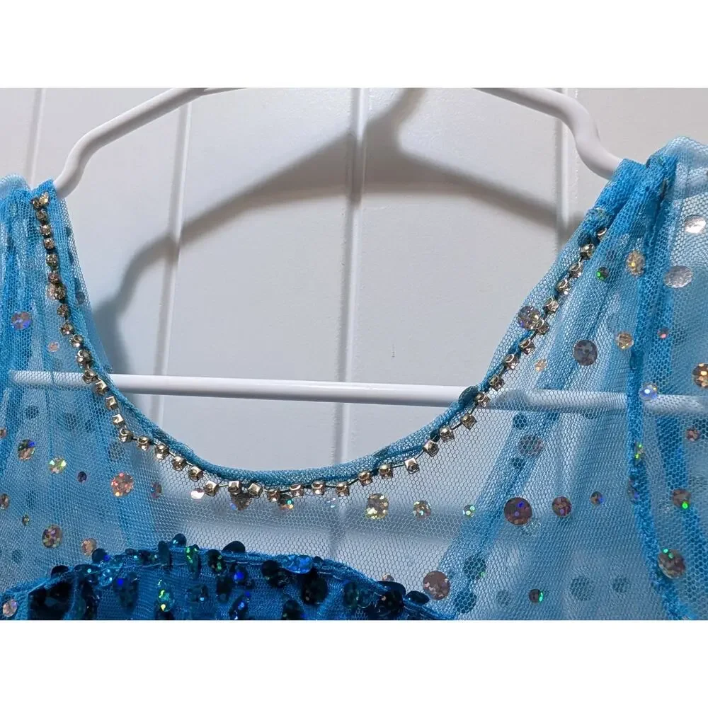 Disney Frozen 2 Elsa Blue Sequin Princess Dress Sz 4 Halloween Costume Cosplay